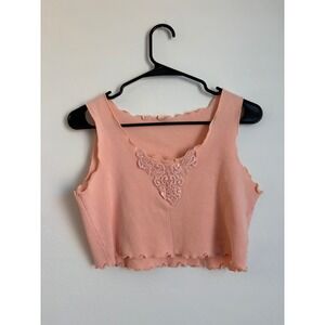 Vintage Colesce Couture Lingerie Cropped Baby Tee Tank Coquette Y2K Soft Girl